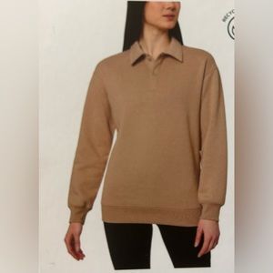 SALE Mondetta fleece sweater 1/4 button pullover Tan NWT (Buy 2 for $28)